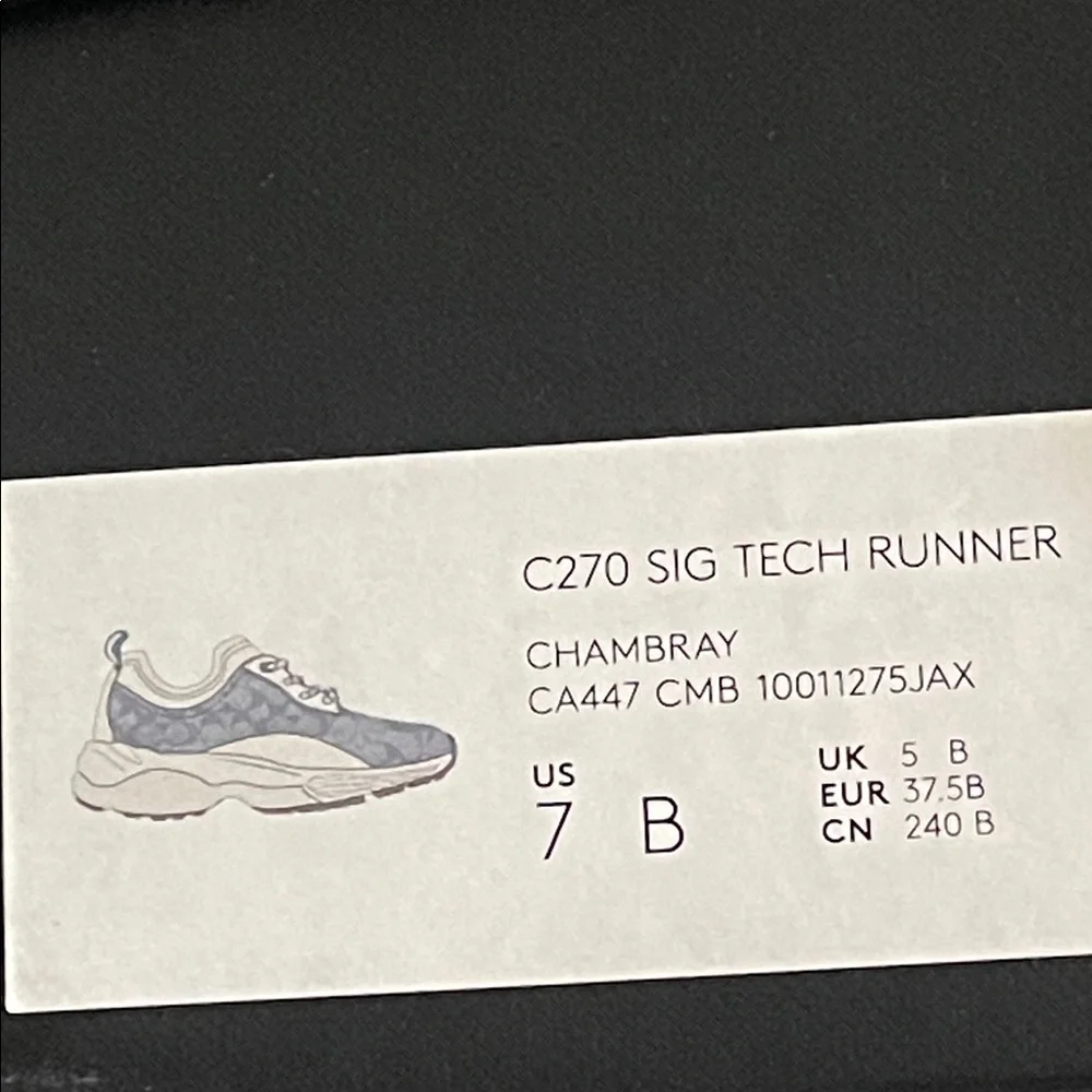 Coach Monogram Low-Top slip on Sneakers in blue and Tan NIB